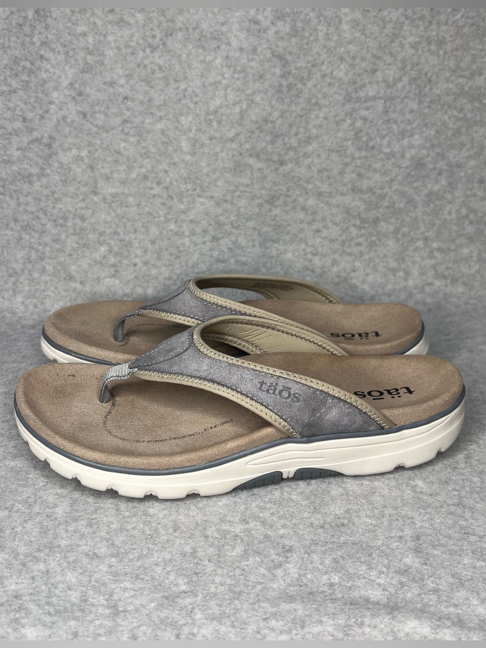 TAOS Womens Aur-13540 Flip Flop Thong Sandals Gray Cloud Nubuck Leather Sz 10 - Picture 4 of 10